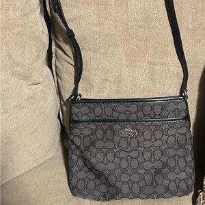 Coach Signature Black and Gray Crossbody Bag